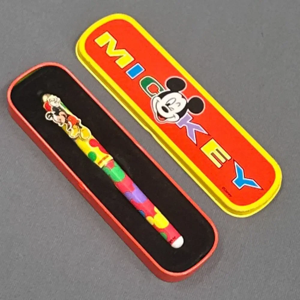 VTG 1995 Mickey Mouse Unlimited Collectible Pentech Ceramick Roller Ball Pen Tin